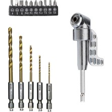 PremiumPort Altıgen 1/4 Hex Bit Uzatma Adaptörü, 5'li Titanyum Matkap Ucu Seti