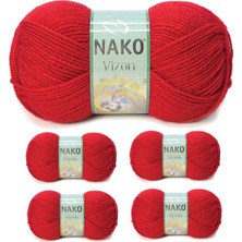 Esranın Dünyası 5 Adet Vizon Premium Akrilik El Örgü Ipi Yünü Renk NO:251 Bayrak Kırmızı RSXML34-ESRDNS