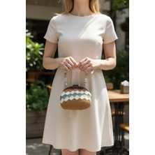 Pitaya Sanat El Örgüsü Ahşap Burslu Rafya Tasarım Çanta