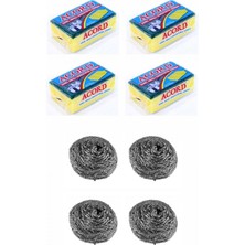 Esranın Dünyası 4 Adet Endüstriyel Bulaşık Teli ve 4 Adet Endüstriyel Çok Amaçlı Bulaşık Süngeri Seti Rsxm