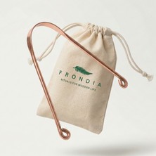 Frondia %100 Saf Bakır Dil Sıyırıcı | Dil Temizleyici | Ayurvedik Detoks & Nefes Tazeleyici Sabah Ritüeli + Ham Bez Saklama Kesesi