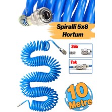 PremiumPort Esnek 5x8 Polietilen Hava Hortumu 10M Nipel Jaklı Sök Tak Manşon