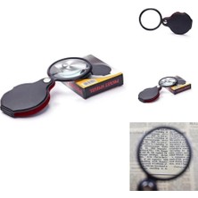 Epilons 5X60MM Profesyonel Cep Büyüteci Cam Optik Lensli Katlanabilir Deri Korumalı Siyah Lup