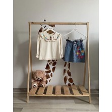 Çiçek Detaylı Kot Etek Takım 4-5 Yaş