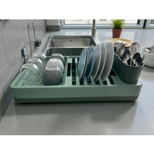 Online Home Market Bulaşık Kurutma Sepeti ve Düzenleyici, Su Tahliyeli Bölme, Modern Ve Pratik