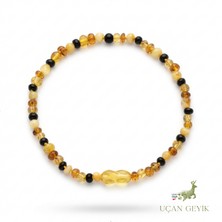 Uçan Geyik Kehribar Doğal Taş Bebek Kolyesi - Güçlü Bağışıklık ve Diş Çıkarma