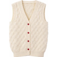 Mercan Kids Kız Çocuk Örgü Yelek Çitlemeli Desen