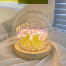 Normadia Romantik Laleler Işıklı Küre Gece Lambası, Şık ve Sıcak Atmosfer Hediye