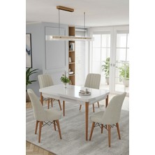 Baresmu Karba 70X110 Sabit Sunta Masa Yemek Odası Takımı, Mutfak Masası Takımı 4 Adet Sandalye