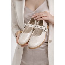 Slipcat Şık Tasarım Tokalı Lastikli Klasik Babet Ayakkabı