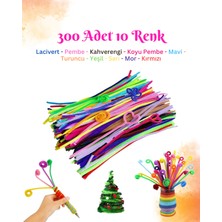 PremiumPort Renkli Şönil Seti, 30 Cm, Tüylü Peluş Tel, 300 Parça