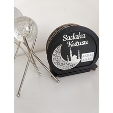 Bir Parça Tasarım Cami Temalı Siyah Gümüş Sadaks Kutusu Kumbara