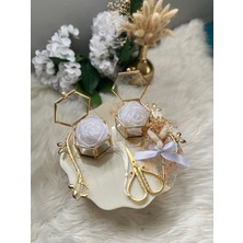 Epoksi Tepsi Krem+Gold Detaylı Nişan Tepsi Seti