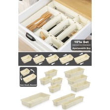 PremiumPort 10'lu Ayarlanabilir Kaşıklık Seti, Uzayabilen Çekmece Modüler Düzenleyici