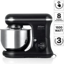Arzum 5l Kapasiteli Stand Mikser, 3 Aparat, 1500W, Siyah, Güçlü ve Çok Yönlü