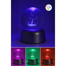 Normadia 3D Geyikli Işıklı Cam Küre, Dekoratif ve Şık Hediye