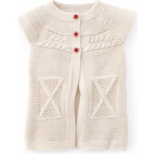 Mercan Kids Kız Çocuk Örgü Yelek Çarpı Desen