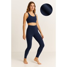 Yüksek Bel Şardonlu Belize Tayt | Lacivert | Kışlık, Toparlayıcı, Slim Fit