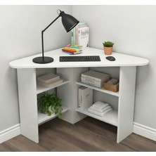 Ferza Mobilya Modern Köşe Çalışma Masası - Beyaz Fonksiyonel Bilgisayar Masası - 80X80 cm