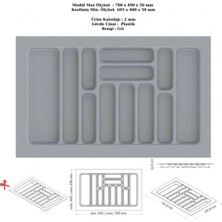 PremiumPort Geniş Çekmece Içi Kaşıklık ve Organizatör, 78X49 Cm, Şık ve Kullanışlı