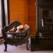 Samsun Soba Anka Modern Şömine Odunluğu - Siyah Statik Boyalı Odun Taşıma Standı