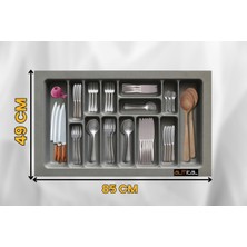 PremiumPort 85X49 cm Çekmece Içi Kaşıklık, 14 Gözlü, Kesilebilir, Antrasit Renk