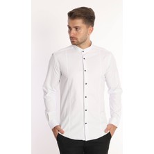 COLVİ'S MAN Erkek Slim Fit Uzun Kol Hakim Yaka Modelli Pamuklu Saten Likra Erkek Gömlek