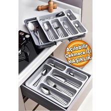 PremiumPort Çift Taraflı Ayarlanabilir Çekmece Içi Kaşıklık ve Düzenleyici Seti