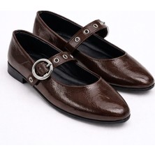 Slipcat Şık Tasarım Tokalı Lastikli Klasik Babet Ayakkabı