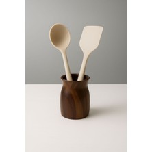 PremiumPort Ahşap Kaşıklık, Mutfak Tezgahı Düzenleyici, Dekoratif Kaşık ve Kepçe Standı