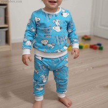 Sipariş Box Erkek/kız Mavi Desenli Bebek Pijama Takımı