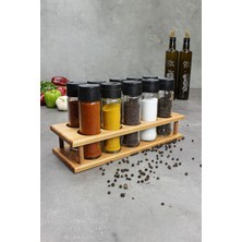 Özbience Ahşap Stantlı 10'lu Baharatlık Seti, Şık ve Kullanışlı Tasarım