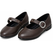 Slipcat Şık Tasarım Tokalı Lastikli Klasik Babet Ayakkabı