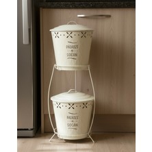 Özbience Iki Katlı Ferforje Metal Patates ve Soğan Kovası, Şık ve Dayanıklı Tasarım