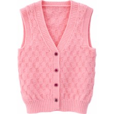 Mercan Kids Kız Çocuk Örgü Yelek Çitlemeli Desen