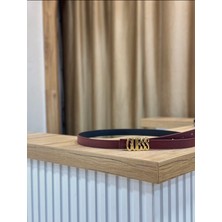 Erdesign Kadın Bordo Gold Detaylı Kadın Kemer