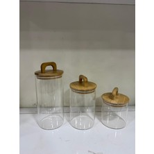 Özbience Bambu Kapaklı 3'lü Cam Kavanoz Seti, Şık ve Dayanıklı Saklama Çözümleri