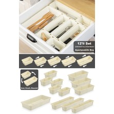 PremiumPort 12'li Ayarlanabilir Çekmece Organizer Seti, Modüler Mutfak Düzeni