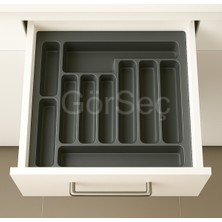 PremiumPort Gri Mutfak Organizer Çekmece Içi Kaşıklık 55X49 Cm, Kesilebilir, Düzenleyici