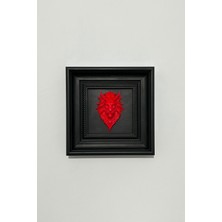 Dokulu Ruhlar Kırmızı Aslan Duvar Dekorasyonu, Modern Çerçeveli Tablo, Sevgililer Gününe Özel Tasarım, Duvar Süsü