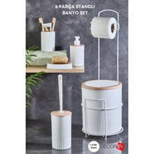 Özbience Şık 6'lı Metal Standlı Banyo Tuvalet Kağıtlık Seti