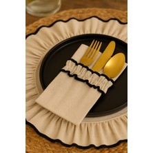 PremiumPort Altı Parçalı Fırfırlı Kumaş Kaşıklık Seti, Şık ve Renkli Sofra Dekoru