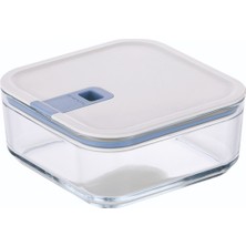 Özbience Şeffaf Kare Cam Saklama Kabı 1100ML, Pratik ve Şık Mutfak Saklama Çözümü