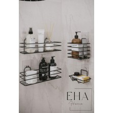 Özbience Pratik Siyah Metal Banyo Rafları 4’lü Düzenleyici Set
