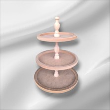 Sekay Ahşap Ahşap Boyanabilir Üç Katlı Dekoratif Sunumluk