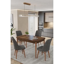 Baresmu Karba 80X132 Açılabilir Sunta Masa Yemek Odası Takımı, Mutfak Takımı 4 Adet Sandalye