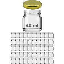 Özbience 50 Adet Şeffaf Mini Kavanoz, Gold Kapaklı, 40 Cc, E-Ticaret Paket