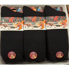 Dündar Kalın Kışlık Erkek Termal Havlu Çorap-6 Adet-Dikişsiz-Parfümlü-Soft Yıkama-Siyah-(40-44)