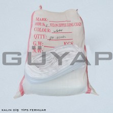 Güyap Yapı Tekstil Naylon Şerit Kalın Diş Fermuar T5 – Beyaz / 2000 Metre + 2000 Başlık