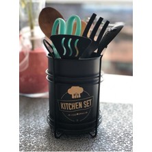 PremiumPort Büyük Boy Metal Kaşıklık ve Çatallık, Tezgah Üstü Dekoratif Tasarım